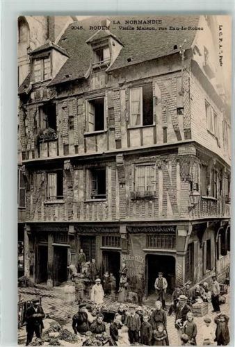 Rouen 1905 Vieille Maison, rue Eau de Robec Marktszene AK