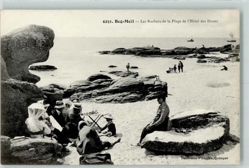 Fouesnant 1913 Beg-Meil Les Rochers de la Plage de Hotel des Dunes, Picknick