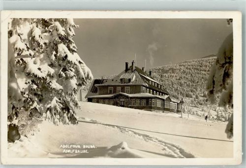 Spindlerbaude Adolfbaude Winter Hüttenstempel
