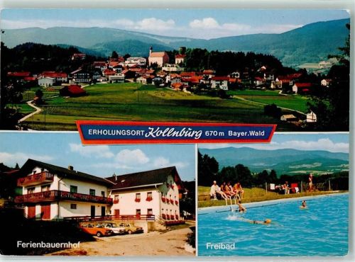 Kollnburg Rückseite mit Abschürfungen bzw Kleberesten Ferienbauernhof Schwimmbad