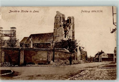 Lens 1916 Feldpost WK I zerstörte Kirche