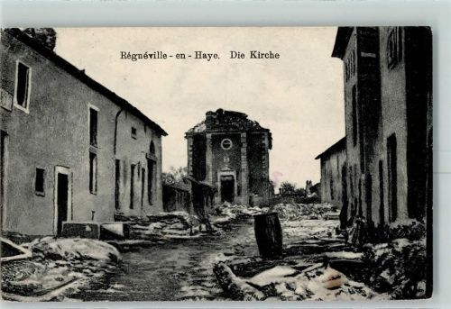 Regneville-sur-Mer 1917 Kirche zerstörte Gebäude Feldpost WK I