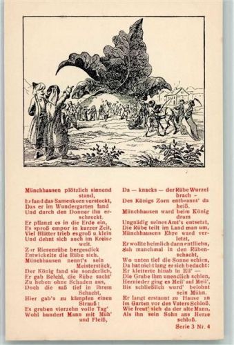 1905 Serie 3 Nr. 4 Baron von Münchhausen v.d. Wiege bis zum Grabe AK