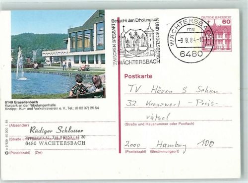Grasellenbach Kurpark Nibelungenhalle Postkarte