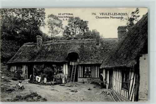 Veules-les-Roses 1916 Le Littoral , Bauernhaus , Chaumiere Normande