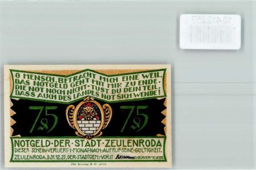 07937 O6570 Zeulenroda - Notgeld