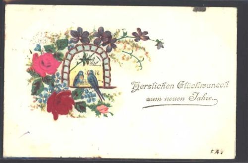 1901 Prägedruck Neujahr Rosen AK