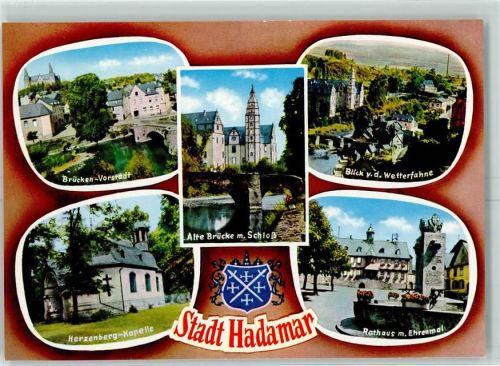 Hadamar Herzenberg Kapelle Rathaus m. Ehrenmal Alte Brücke m. schloß
