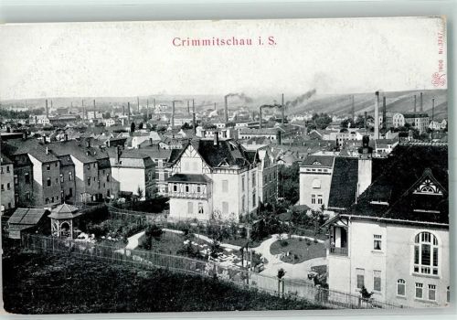 Crimmitschau Gartenanlage Pavillion Industrieschornsteine
