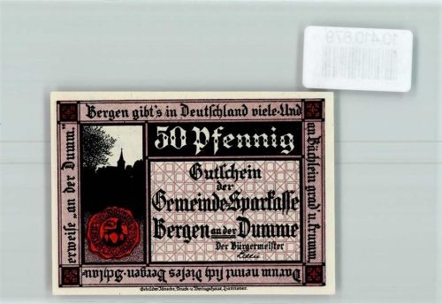 29468 W3134 Bergen Dumme - Notgeld Ritter Bernhard v. Bergen