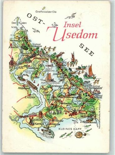 Seebad Heringsdorf Landkarte Insel Usedom Zeichnung A. Hoppe Leipzig
