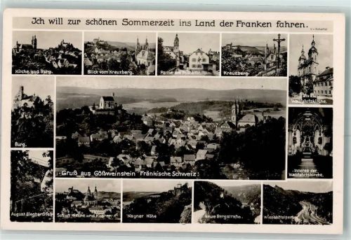 Gößweinstein Postamt Wandbemalung Kreuzberg Wallfahrtskirche Burg August Sieghardtfels Schlosskirche Kloster Wagner Höhe Neue Bergstraße Wiesental