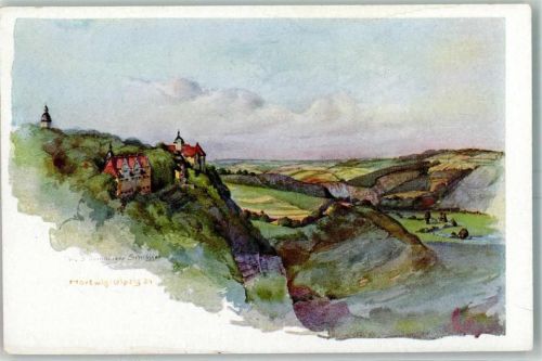 Dornburg Drei Schlösser Aquarell v. W. Hartwig
