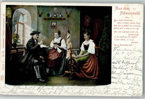 1905 Bauernstube, Spinrad , Stricken AK Verlag Zimmermann Nr. 101 AK gute Erhaltung