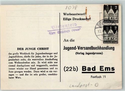 Pietenfeld Landpoststempel über Eichenstätt