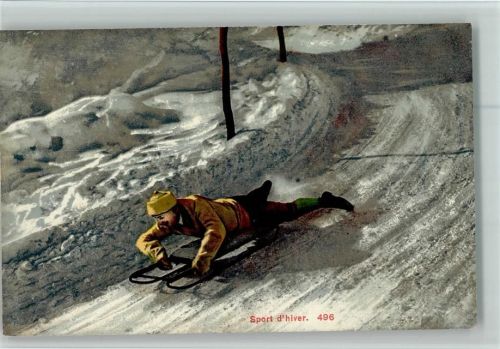 Schlittenfahrt - Sport d`hiver Nr. 496 Verlag Louis Burgy & Co , gute Erhaltung