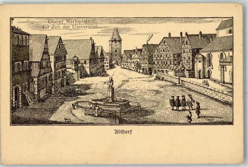 Altdorf Oberer Marktplatz Stadttor Marktbrunnen Hund Edelmänner