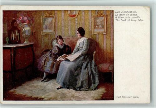 1925 Das Märchenbuch - Mutter und Kind - sign Karl Schuster - Wiener Kunst 1666 AK 2 Eckknicke