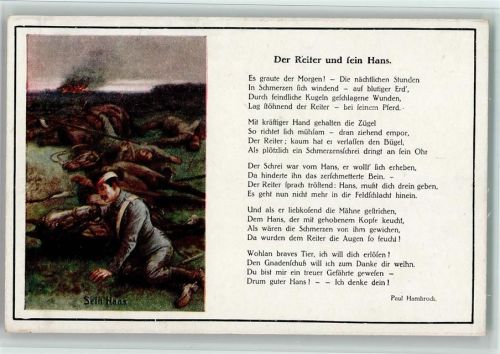 Der Reiter und sein Hans - Kavallerie - der gute Kamerad Kavallerie WK I