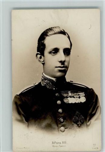 1910 Alfons XIII König v. Spanien in Uniform mit Orden geschmückt