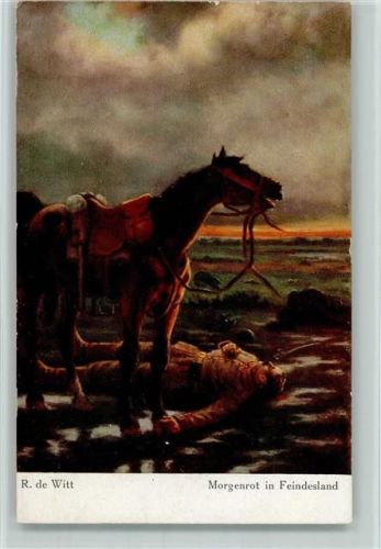 WK I Morgenrot im Feindesland - sign R. de Witt - Das Pferd als treuer Kamerad - Moderne Meister Nr. 80 AK