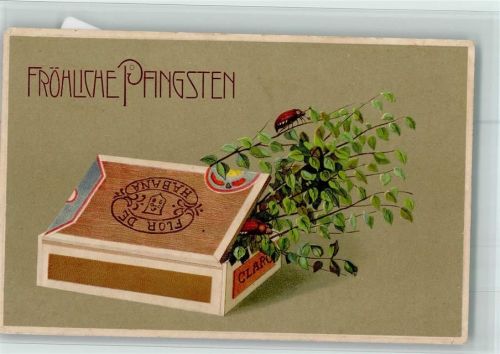 Pfingsten schöne AK - Serie Erika 3881 - Maikäfer auf einer Zigarrenkiste - Serie "Aus großer Zeit Nr. III - sign Ulrich Weber AK Gute Erhaltung