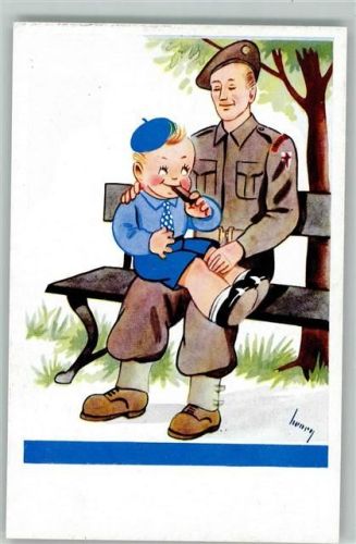 Belgien - Nr. 320 - Comic Kinder u. Soldaten Militär Karikatur Künstlerkarte
