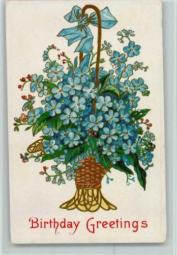 1909 Birthday - großer Blumenkorb AK