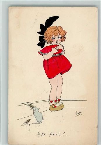 1925 Künstlerkarte signiert - Angst vor der Maus AK