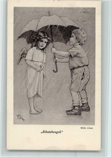 1926 Schutzbengeli mit Regenschirm, Engel AK
