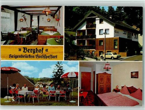 Heigenbrücken Hotel Pension Berghof Innenaufnahme Gastraum Doppelzimmer Terrasse