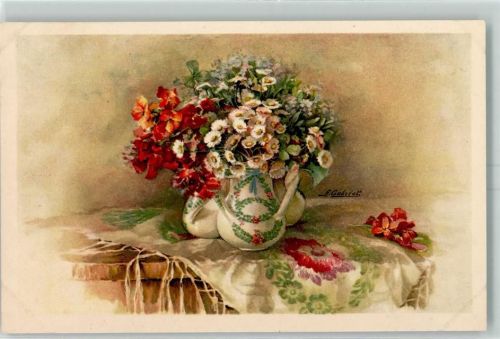 Nr. 1393 Stilleben Blumenvase sign. A. Gabriel AK