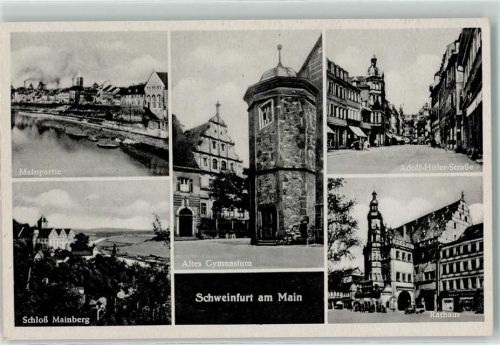 Schweinfurt WK II Main Schloss Mainberg Altes Gymnasium Adolf-Hitler-Straße Rathaus