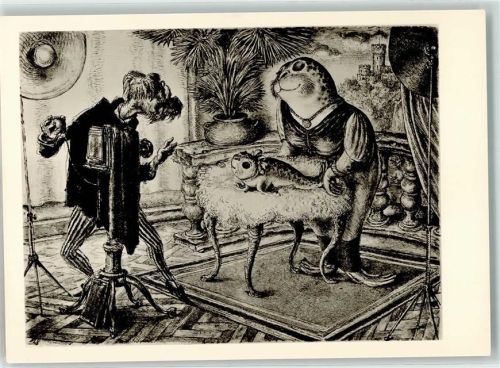 Bitte recht freundlich A. Paul Weber Tierbilderbuch Nr 40 Fotoapparat Tiere vermenschlicht