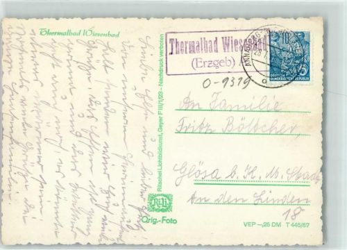 Annaberg-Buchholz Landpoststempel Thermalbad Wiesenbad