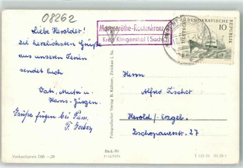 Klingenthal Landpoststempel Morgenröthe-Rautenkranz Kindererholungsheim Kraushübel Schwimmbad Wilhelm-Firll-Erholungsheim Kirche