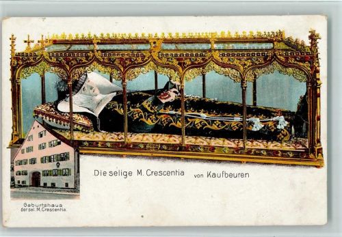 Kaufbeuren Die selige M. Crescentia im Sarg Geburtshaus 2-Bildaufnahme