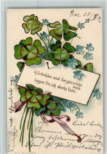 1902 Serie 306? Blumenstrauß mit Kleeblättern und Vers AK Gute Erhaltung