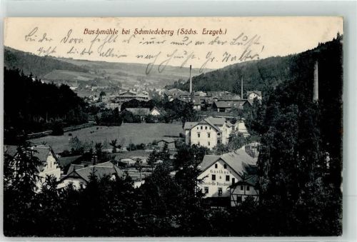 Schmiedeberg 1915 Ortsteil Buschmühle Gasthaus Haltestelle Buschmühle Feldpost