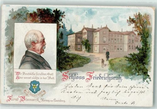Friedrichsruhe 1898 Lithographie Portrait Fürst Bismarck Schloß Friedrichsruhe