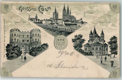 50667 W5021 Köln Altstadt-Süd 101 1900 Lithographie Hahnentor St. Apostel-Kirche