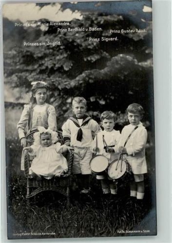 Prinzessin Marie Alexandra Prinzessin Ingrid Prinz Berthold v. Baden Prinz Sigvard Prinz Gustav Adolf Adel Baden 1911