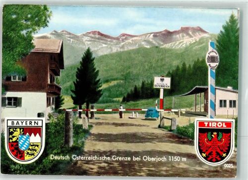 Schattwald Deutsch-Österreichische Grenze Schlagbaum VW Käfer Wappen