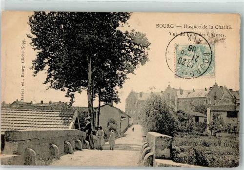 01000 Bourg-en-Bresse 1906 - Hospice de la Charite vue du Pont des Chevres