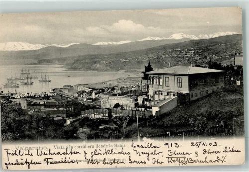 Valparaiso 1903 vista a lla cordillera desde la Bahia