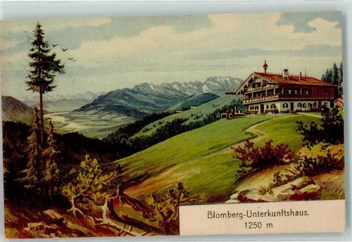 83646 W8170 Wackersberg b Bad Tölz 1910 Künstlerkarte Gasthaus Blomberghaus Aquarell