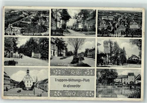 Grafenwöhr WK II Von-der-Tannstraße Lagereingang Adolf-Hitler-Straße Wasserturm Militär-Forsthaus Hindenburgplatz Rathaus