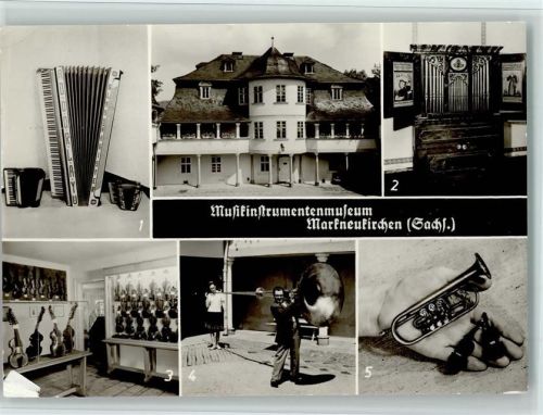 Markneukirchen Musikinstrumenten-Museum - Heimorgel, gestreckte Tuba, Riesen Piano Akkordeon AK