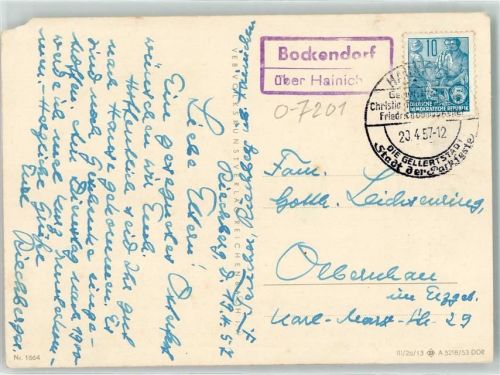 Hainichen Landpoststempel Bockendorf Ostern Blütenzweig