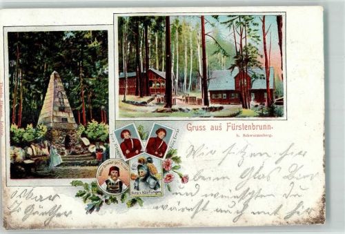 Schwarzenberg 1905 Gruss aus Fürstenbrunn Der sächsische Prinzenraub Obelisk